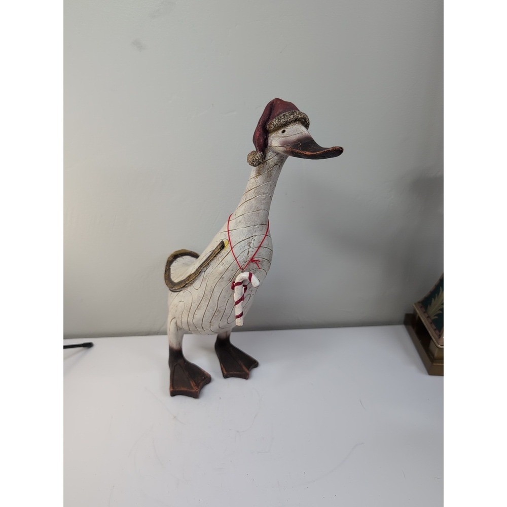 Folk Art Resin Holiday Christmas Duck Figure 13 In